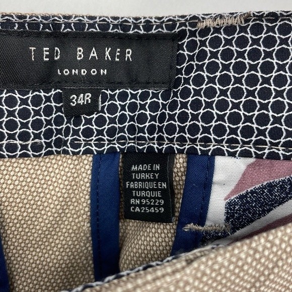 TED BAKER LONDON classic mmt penguin semi plain trouser slacks tan size 34R mens - Picture 3 of 9